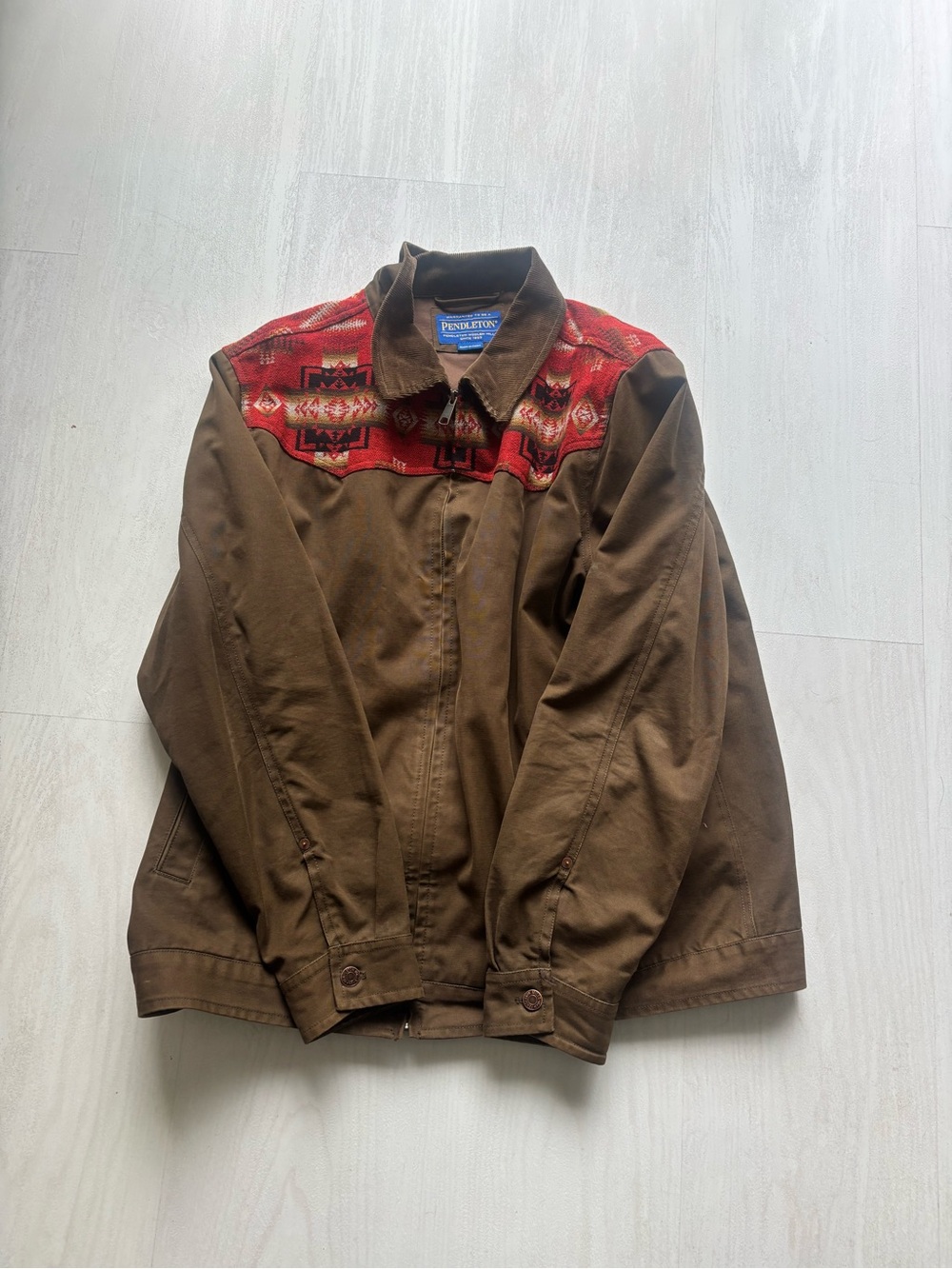 Pendleton Brown Jacket with Red Southwestern Yoke